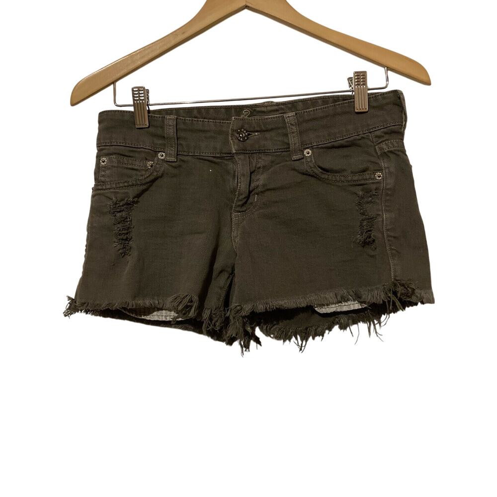 CARMAR Womens Frayed Denim Shorts Size 26 Green Distressed